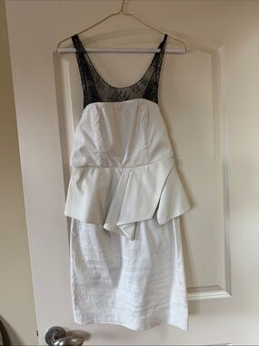 White Peplum Lace-Back Slip Dress